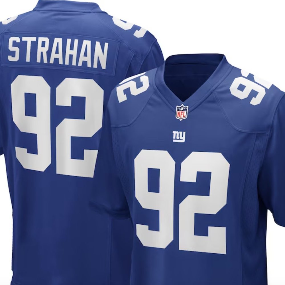 Men's Nike Michael Strahan Royal New York Giants Game Retired Player Jersey